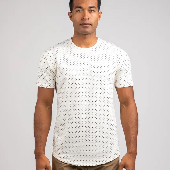 Bylt Top Dotted Drop-Cut LUX T-Shirt V Neck Short Sleeve Dotted Pattern - Picture 4 of 7